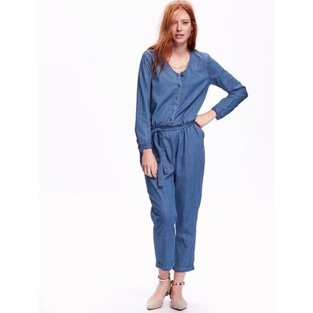 NEW Old Navy Chambray Button Down Jumpsuit